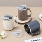 WORTHBUY Thermal Mug 304 Stainless Steel Double Wall Insulated Milk Coffee Cup With Handle Portable Student Leak-proof Water Cup