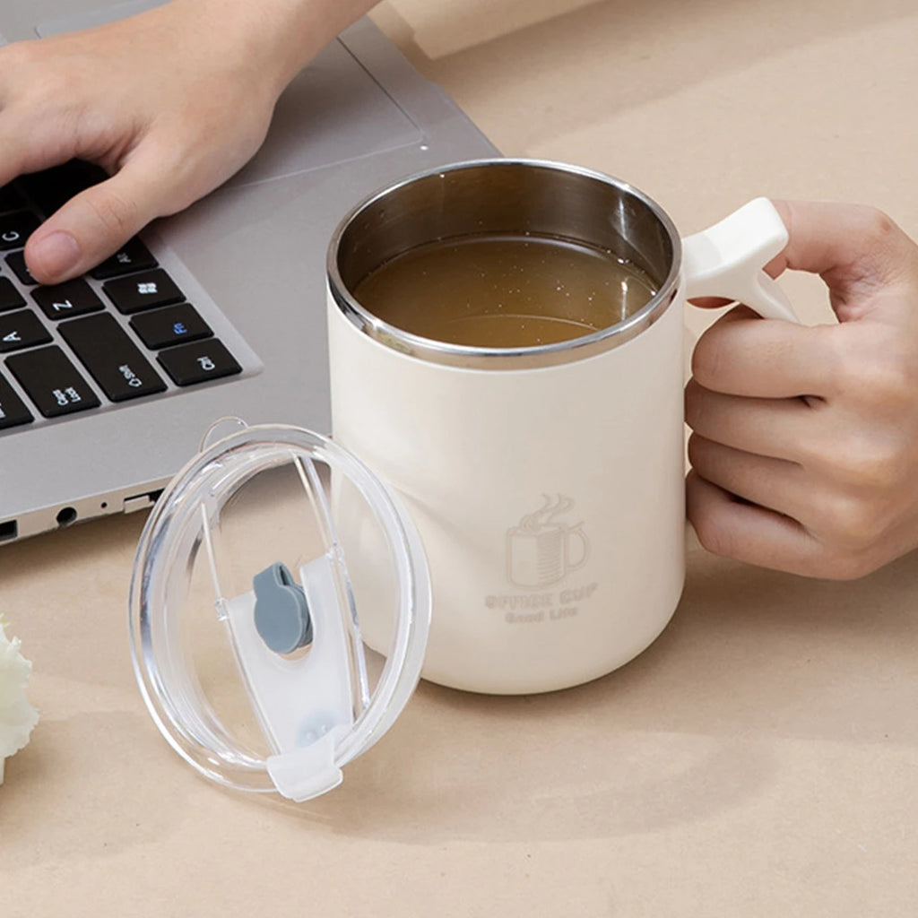 WORTHBUY Thermal Mug 304 Stainless Steel Double Wall Insulated Milk Coffee Cup With Handle Portable Student Leak-proof Water Cup