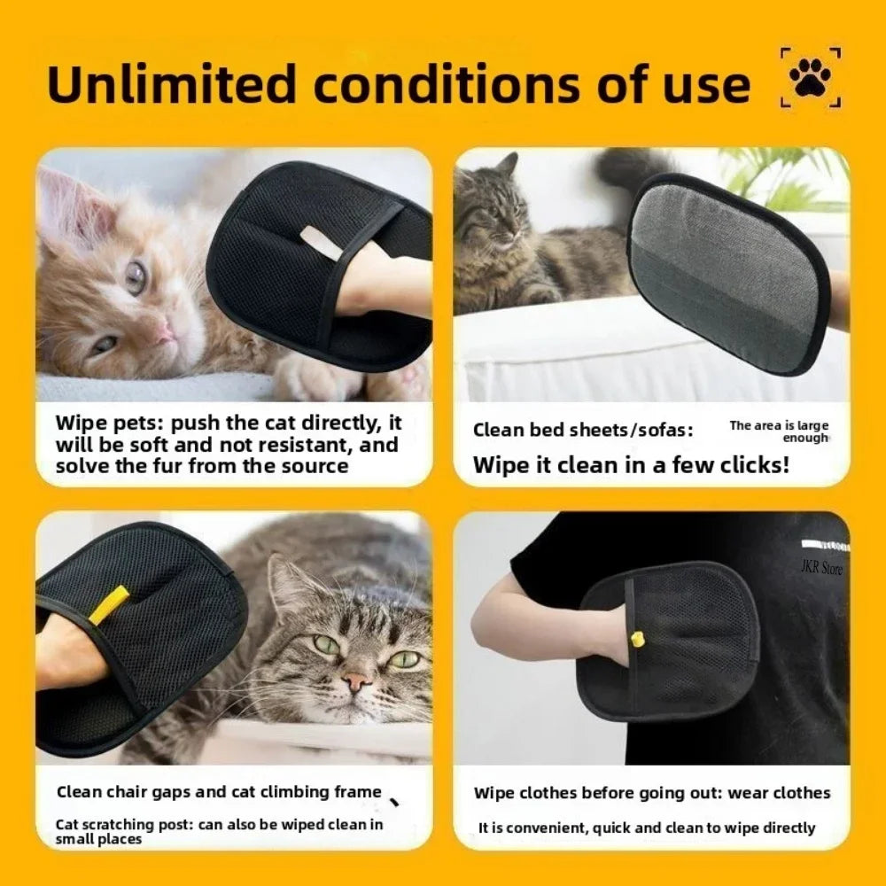 1/10pcs Pet Hair Removal Brush Fluff Remover Glove Removes Hairs Dog Double-sided Hair Cleaning Gloves Cats Wool Glove Grooming