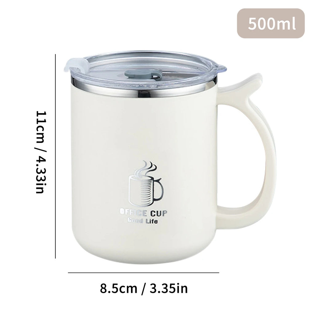WORTHBUY Thermal Mug 304 Stainless Steel Double Wall Insulated Milk Coffee Cup With Handle Portable Student Leak-proof Water Cup