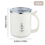 WORTHBUY Thermal Mug 304 Stainless Steel Double Wall Insulated Milk Coffee Cup With Handle Portable Student Leak-proof Water Cup