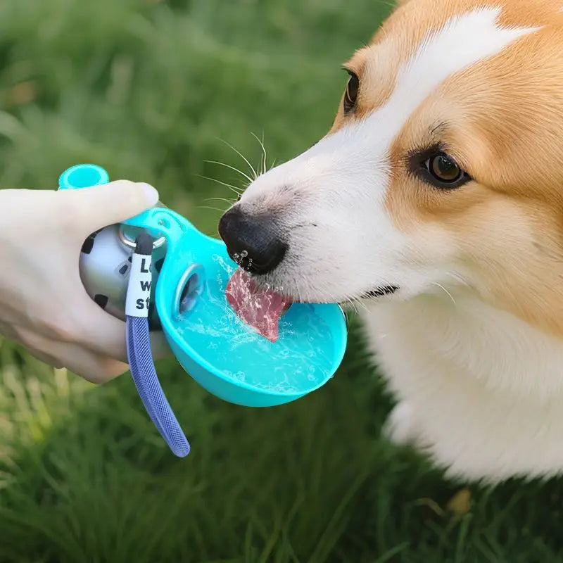 Stainless Steel  Feeder Dogs Bottle,Portable Dog Drinker 2-in-1 285ML Leak-Proof Silicon Lightweight Travel Pet Supplies