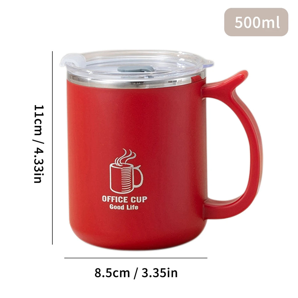 WORTHBUY Thermal Mug 304 Stainless Steel Double Wall Insulated Milk Coffee Cup With Handle Portable Student Leak-proof Water Cup