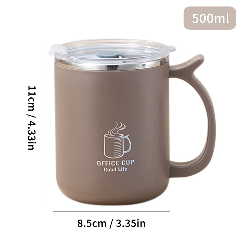 WORTHBUY Thermal Mug 304 Stainless Steel Double Wall Insulated Milk Coffee Cup With Handle Portable Student Leak-proof Water Cup