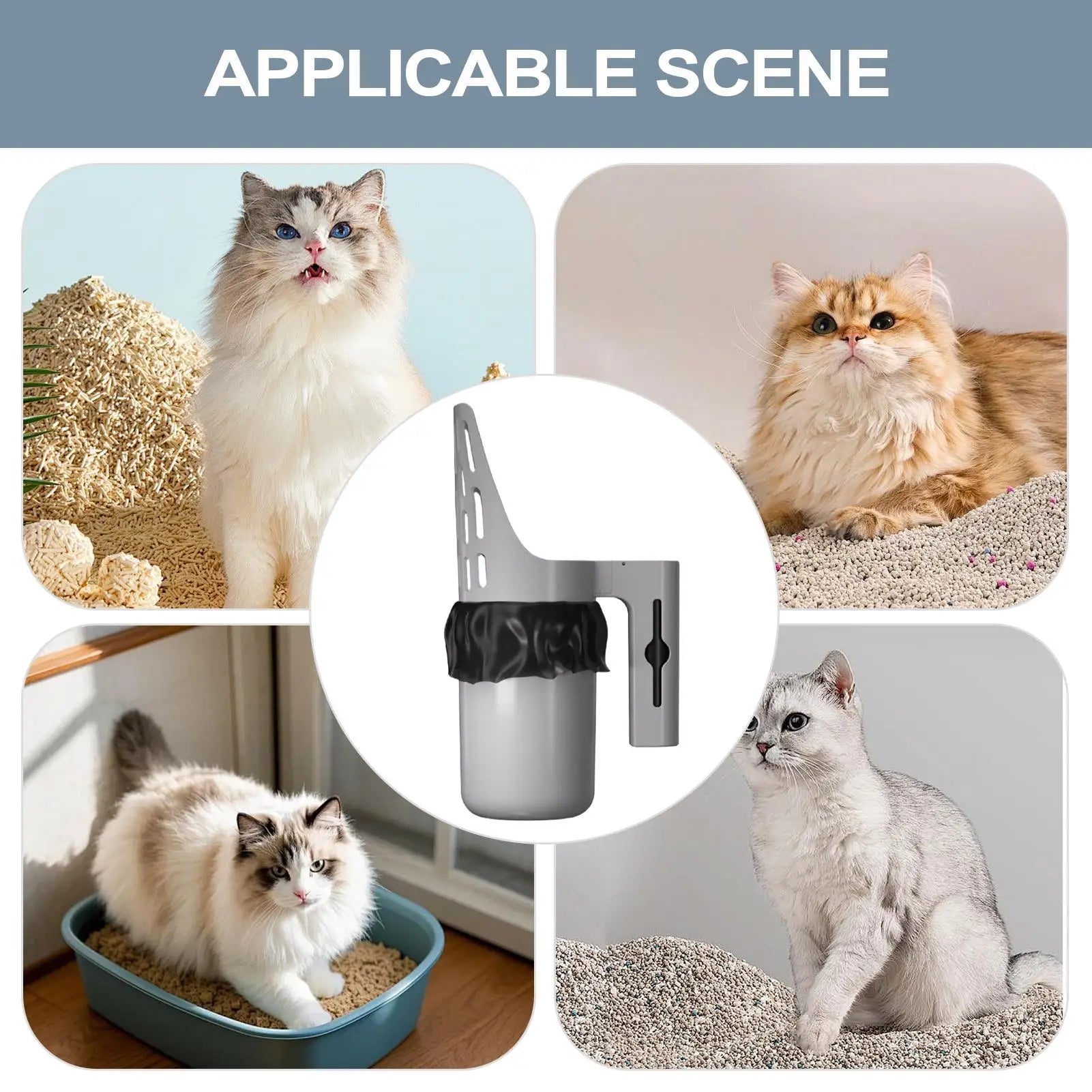 Large Cat Litter Scoop With Built In Waste Storage Box Durable Plastic Kitty Litter Shovel With Trash Bag Holder For Cat Litter