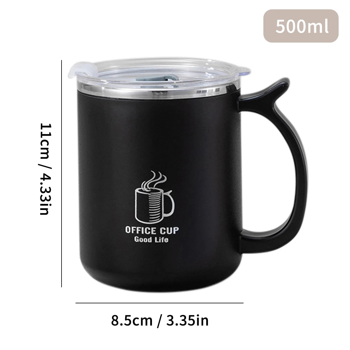 WORTHBUY Thermal Mug 304 Stainless Steel Double Wall Insulated Milk Coffee Cup With Handle Portable Student Leak-proof Water Cup