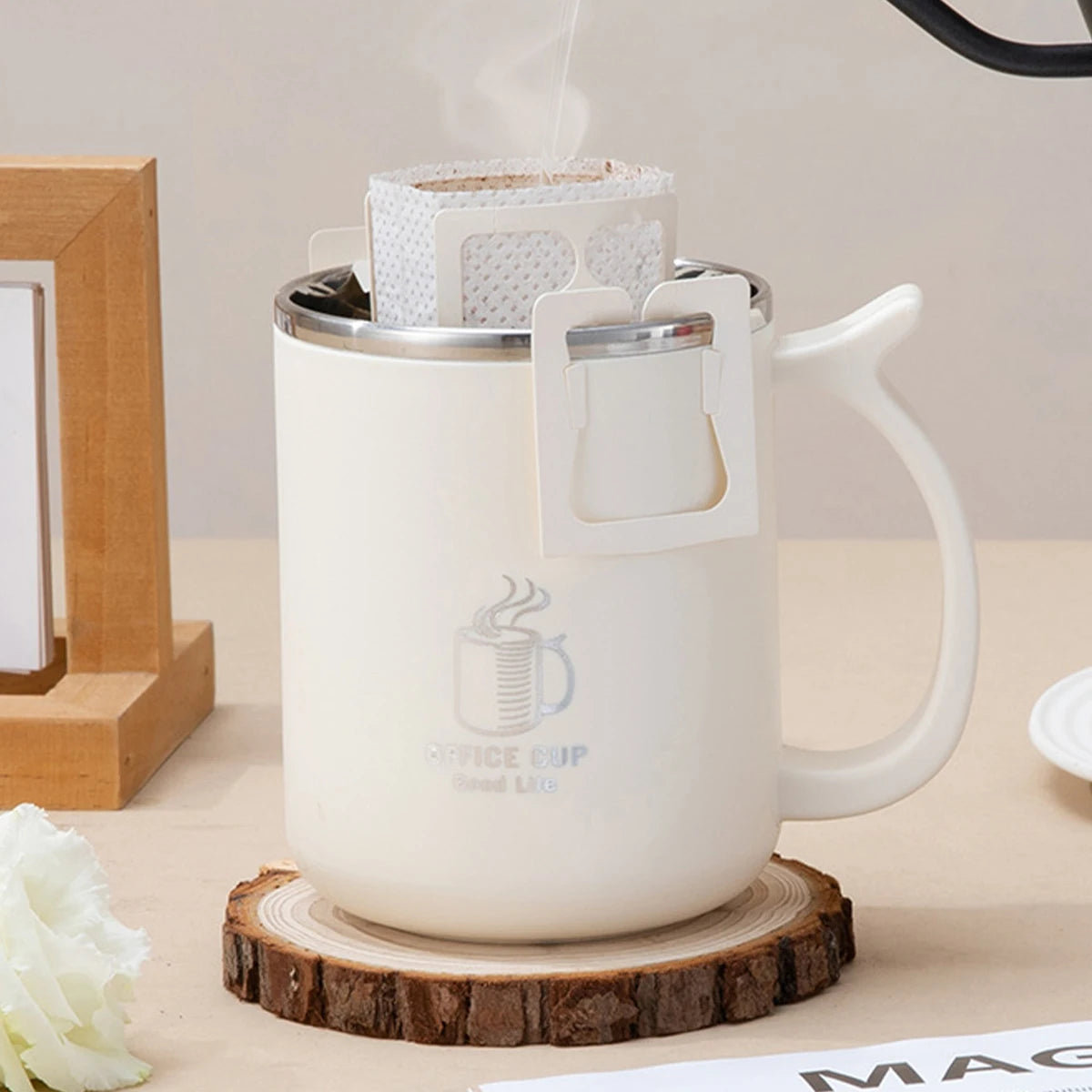 WORTHBUY Thermal Mug 304 Stainless Steel Double Wall Insulated Milk Coffee Cup With Handle Portable Student Leak-proof Water Cup