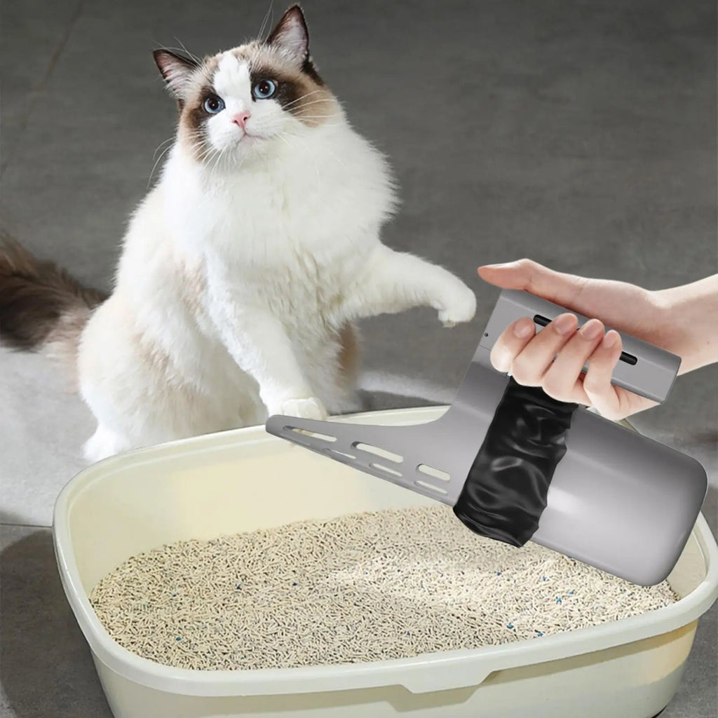 Large Cat Litter Scoop With Built In Waste Storage Box Durable Plastic Kitty Litter Shovel With Trash Bag Holder For Cat Litter