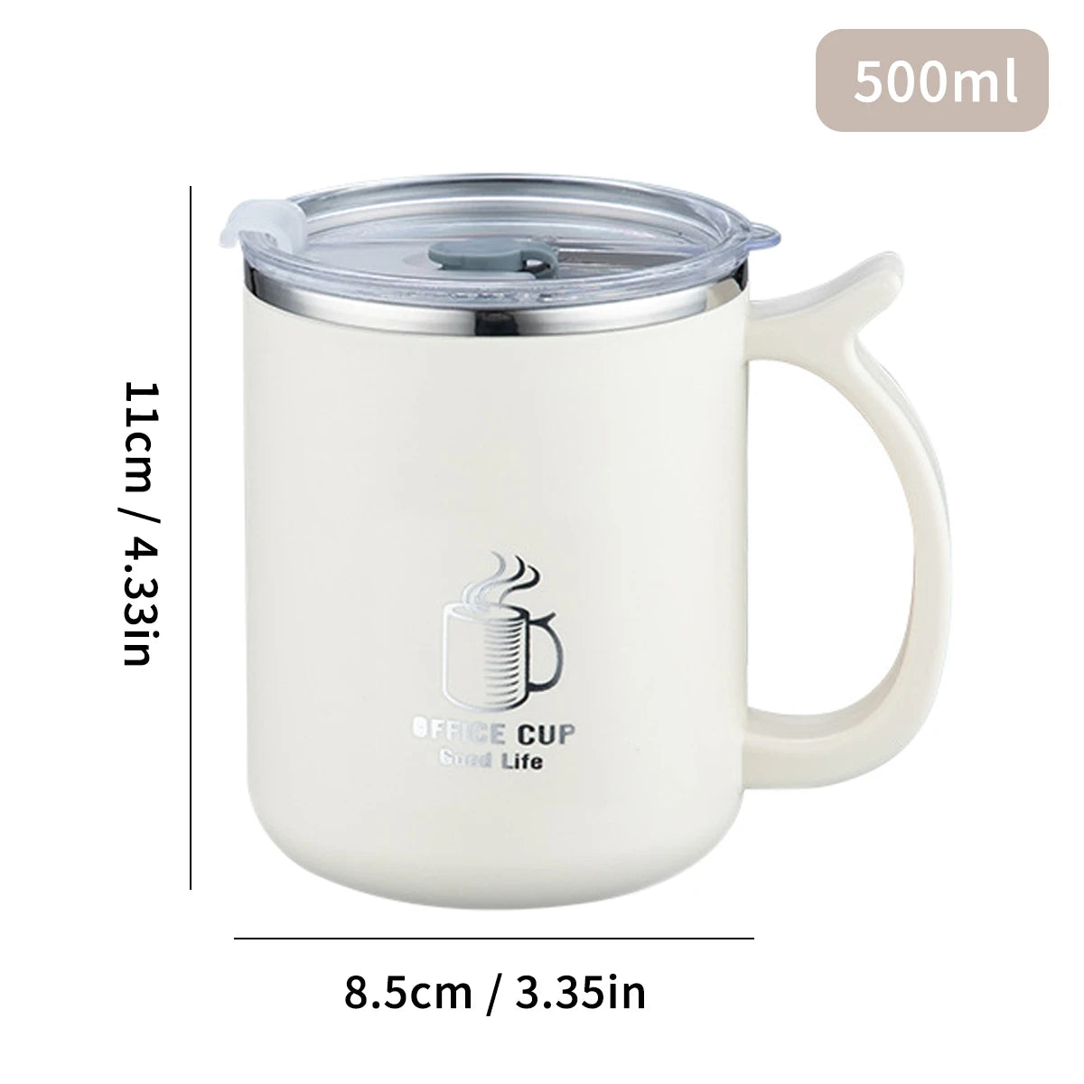 WORTHBUY Thermal Mug 304 Stainless Steel Double Wall Insulated Milk Coffee Cup With Handle Portable Student Leak-proof Water Cup