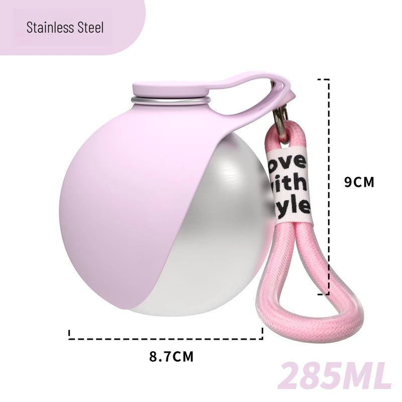 Stainless Steel  Feeder Dogs Bottle,Portable Dog Drinker 2-in-1 285ML Leak-Proof Silicon Lightweight Travel Pet Supplies