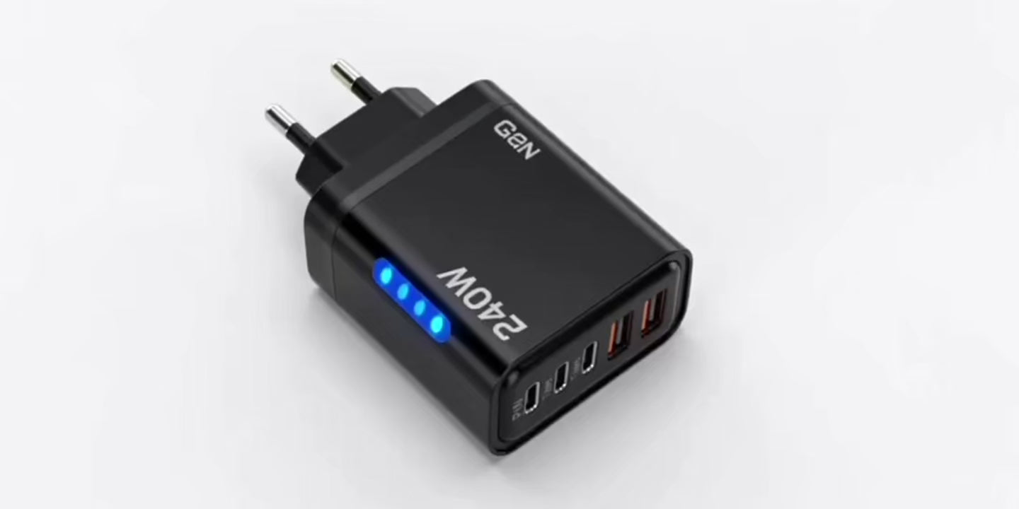 5 in 1 GaN USB C Desktop Charger 240W Fast Charge Phone Adapter 10A Type C Cable For iPhone Samsung Xiaomi EU/US/UK Plug Charger